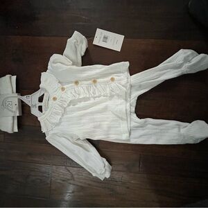 Rachel Zoe White Kids set with Button Accents